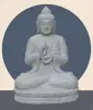 Product image 1 of the product “Seated Buddha made of Riverstone in Dharmachakra gesture of wheel of the teaching of the Dharma, H. 79cm. ”